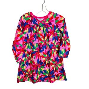 Hanna Andersson Pink Floral Long Sleeve Cotton Dress Girls Size 110